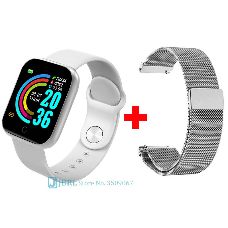 Newest Smart Band Women Men Smartwatch Bluetooth Ladies Fitness Bracelet Mens Waterproof Android IOS Phone Heart Rate Sports: white add strap 5