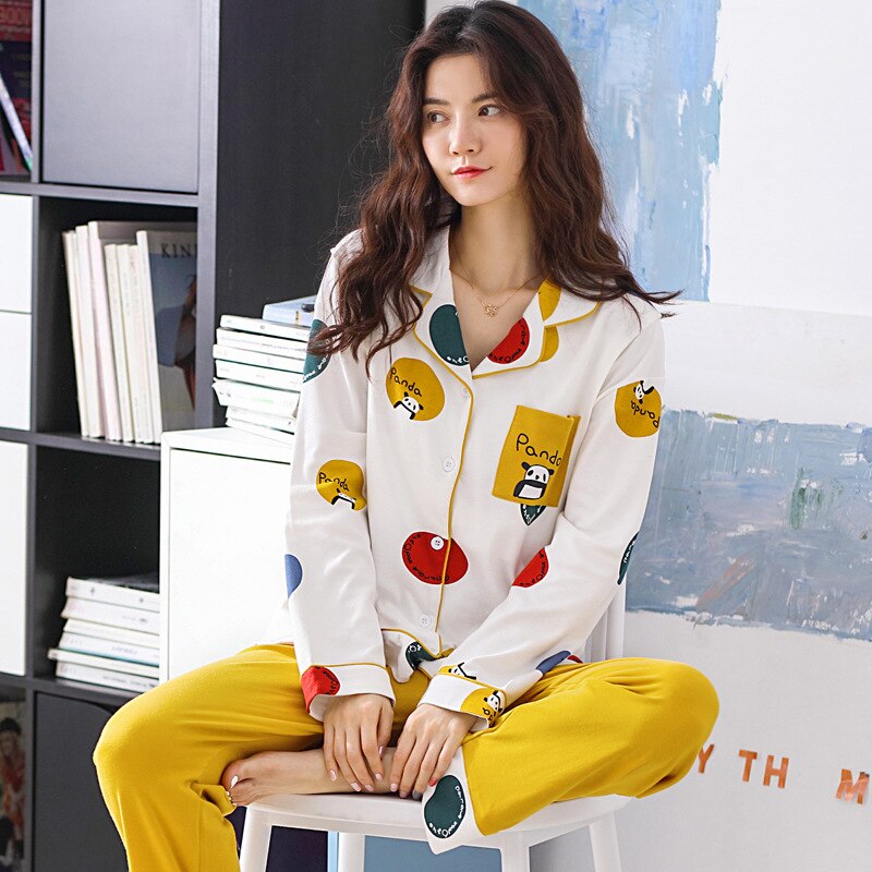 100% Cotton Sleepwear Pregnant Pajama Spring Autumn Long Sleeve Maternity Nightwear Nursing Pajamas For Pregnant Postnatal Women