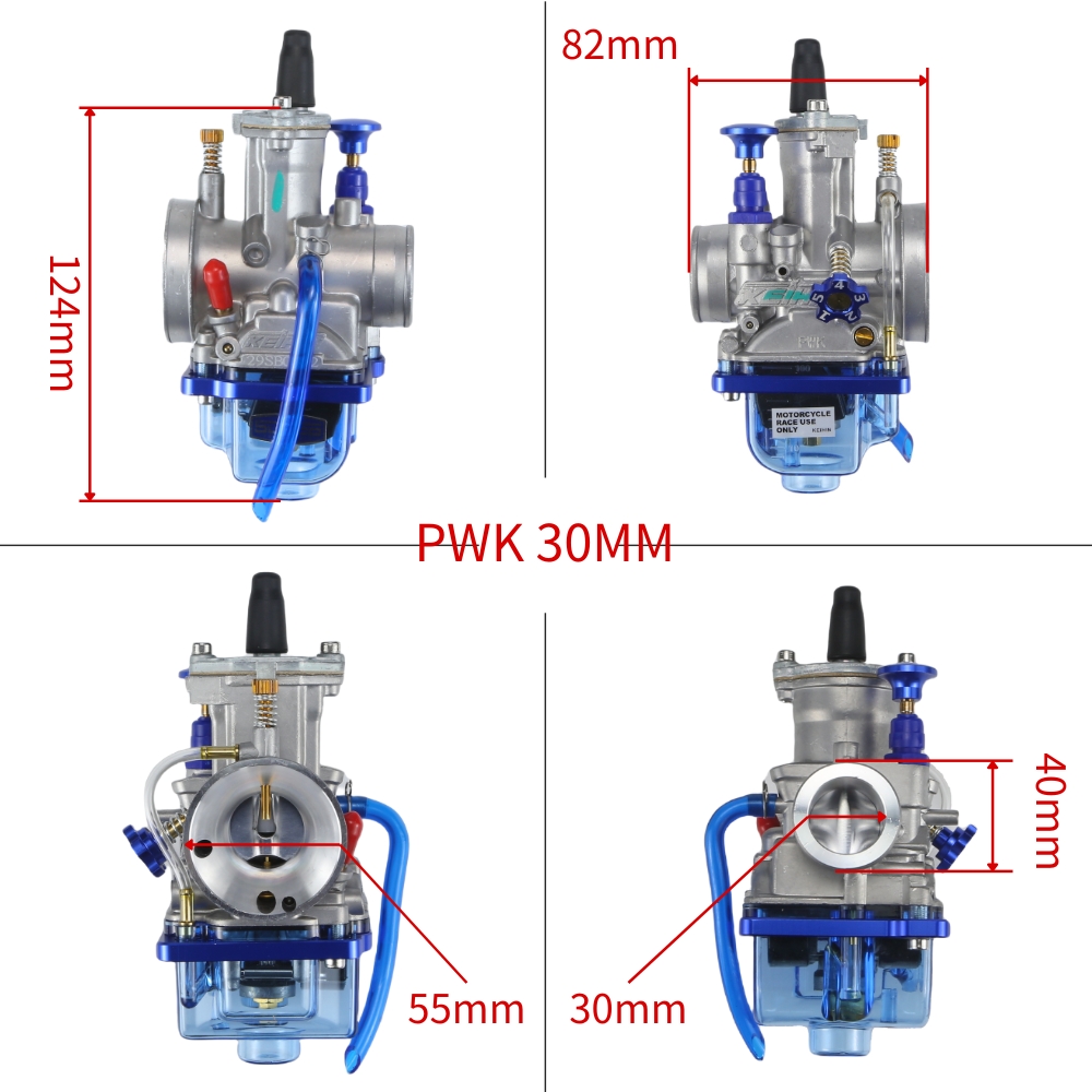 For KEIHIN KOSO OKO PWK 24 26 28 30 32 34mm Blue Bowl 2T 4T Scooter ATV Dirt Bike Universal Racing Carburetor With Power Jet: Ivory