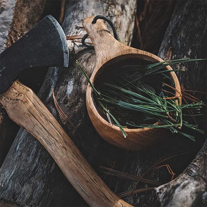Visuelle berühren Gerade Griff Tasse Kuksa Finnland Becher Tragbare Gummi Holz Tasse Handccrafted Tee Milch Kaffee Bahre Becher Europäischen Stil