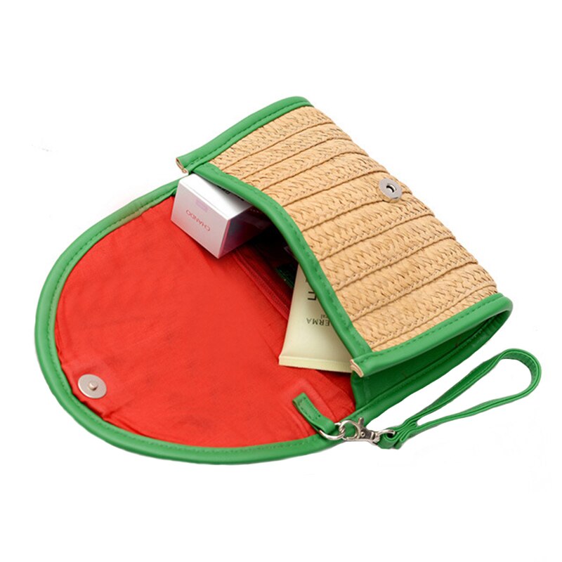 Mulheres Saco De Embreagem Palha Melancia Milho Rattan Handmade Envelope Ferrolho Saco Do Mensageiro do Sexo Feminino de Verão de Malha Trançado Tote SS3020