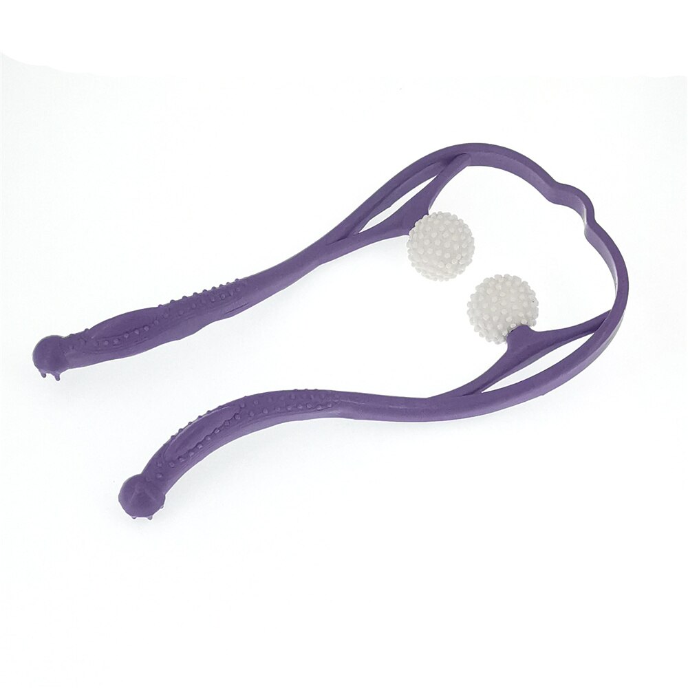Herramienta de masaje para cuello, rodillo de mano para aliviar la presión, masajeador automático de doble punto de disparo para cuello y hombros: Purple