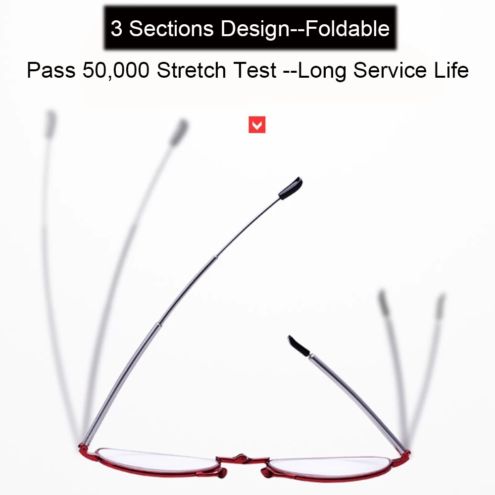 IENJOY Folding Reading Glasses For Men Women With Case MINI Reading Glasses Men Women Small Glasses Frame Metal Glasses