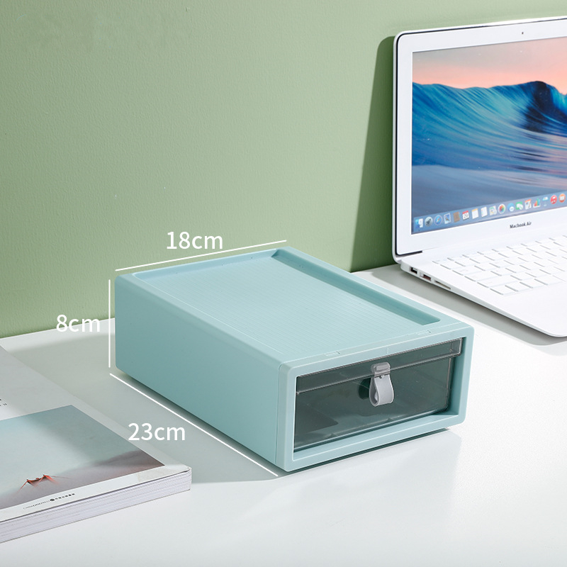 Desk Stackable Plastic Storage Drawers Sundries Stationery Books Organizer for Cosmetics Home Necessary Storage Box Container: Small Green