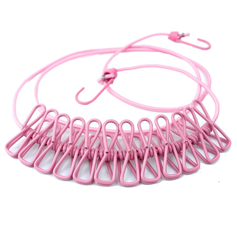 Portable Camping Clothesline Sock Line Hanging Laundry Drying Rope With 12 Clips Used on RV Boat Balcony Attached on Tree: PK