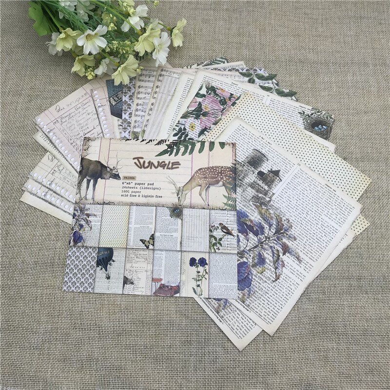 24sheet 6"X6"Jungle Flower background Garden patterned paper Scrapbooking paper pack handmade craft paper craft Background pad