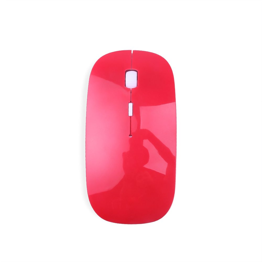 Kebidumei – Mini souris optique de jeu sans fil 2.4GHz, Ultra fine, avec récepteur USB, pour ordinateur Mac, PC portable et de bureau: Red