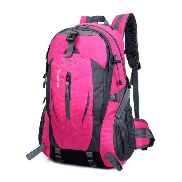 Utomhus ryggsäck 40l vattentät bergsklättringsväska camping vandring cykling klättring resor ryggsäck laptop män kvinnor sportväskor: 301 rosa rött