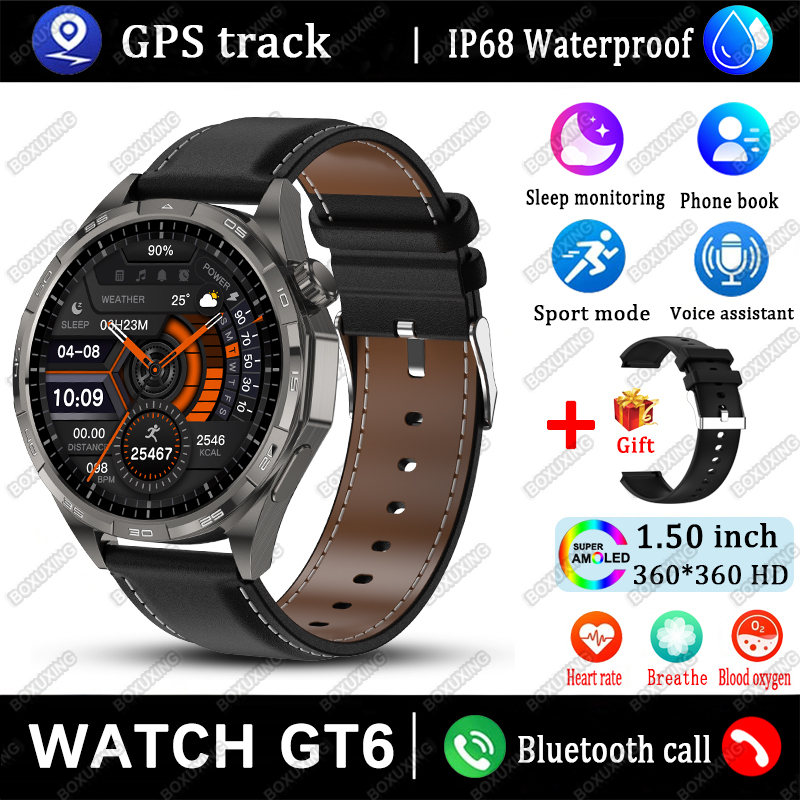 Nuovo orologio GT6 Smart Watch da uomo HD AMOLED schermo GPS traccia frequenza cardiaca chiamata Bluetooth sport fitness mostra sempre l'ora Smart Watch: verde