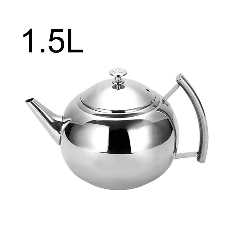 Stainless Steel Tea Pot Coffee Pot With Filter Hotel Restaurant Induction Cooker Tea Kettle Water Pot 1L/1.5L: 1.5L-Silver
