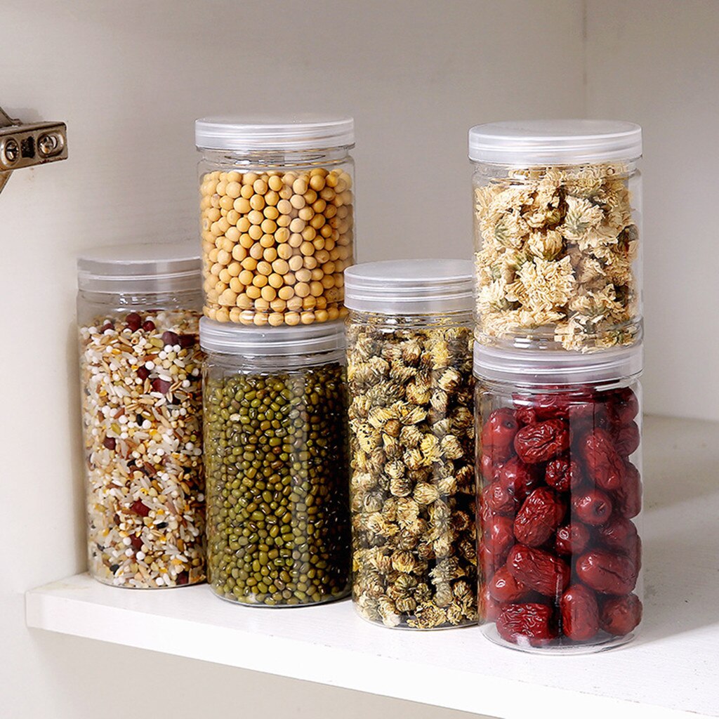 Latas selladas de plástico transparente caja de almacenamiento de grano de cocina sellado de alimentos bote fresco caja de contenedor nevera latas de preservación