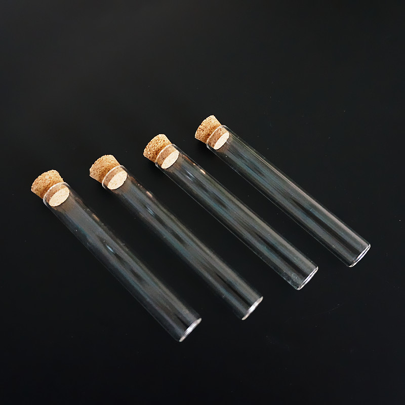 20pcs/pack 12x75mm Clear Glass Test Tube With Cork Stoppers For School Laboratory Supplies Flat Bottom