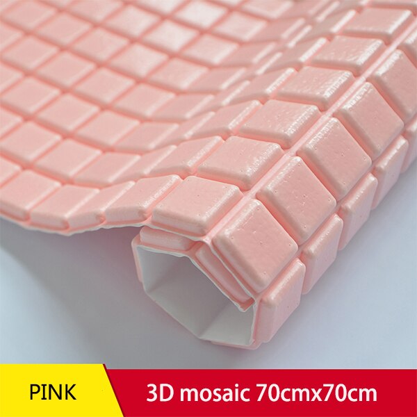 3D Wall Stickers Modern Mosaic Pattern PE Foam Waterproof Living Room Bedroom Kitchen wall covering DIY Self adhesive Wallpapers: Pink