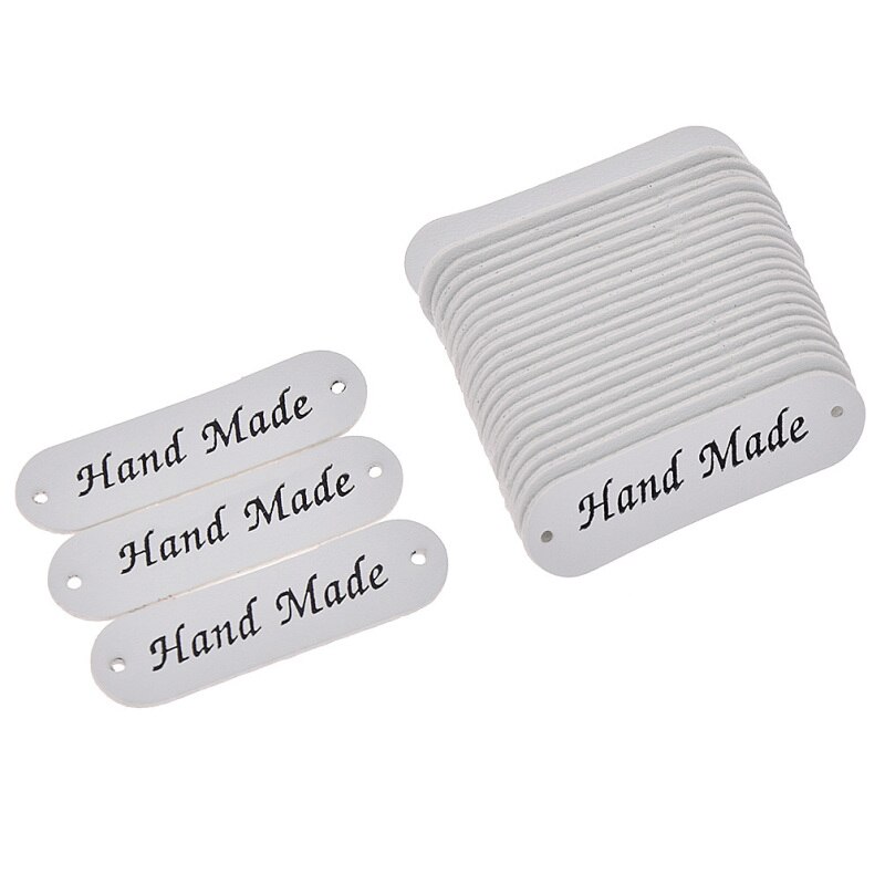 Hand Made Letter PU Leather Tags DIY Sewing Craft Clothing Supplies Oval Shaped Labels For Jeans Bags Decoration Accessory
