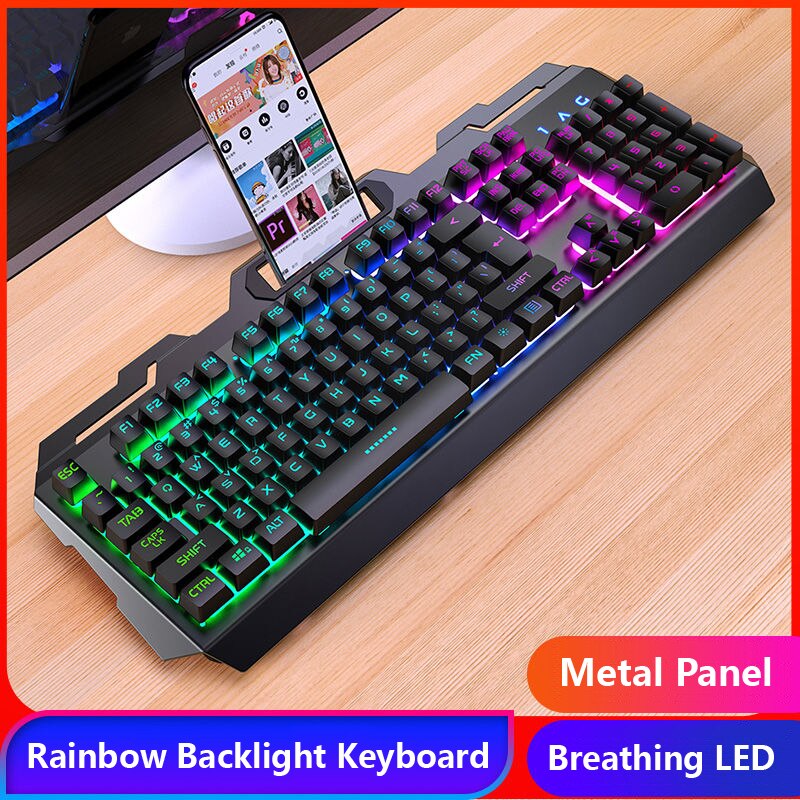 Herná klávesnica herná myš mechanický pocit rgb led podsvietené hráčske klávesnice usb drôtová klávesnica pre hry pc prenosný počítač