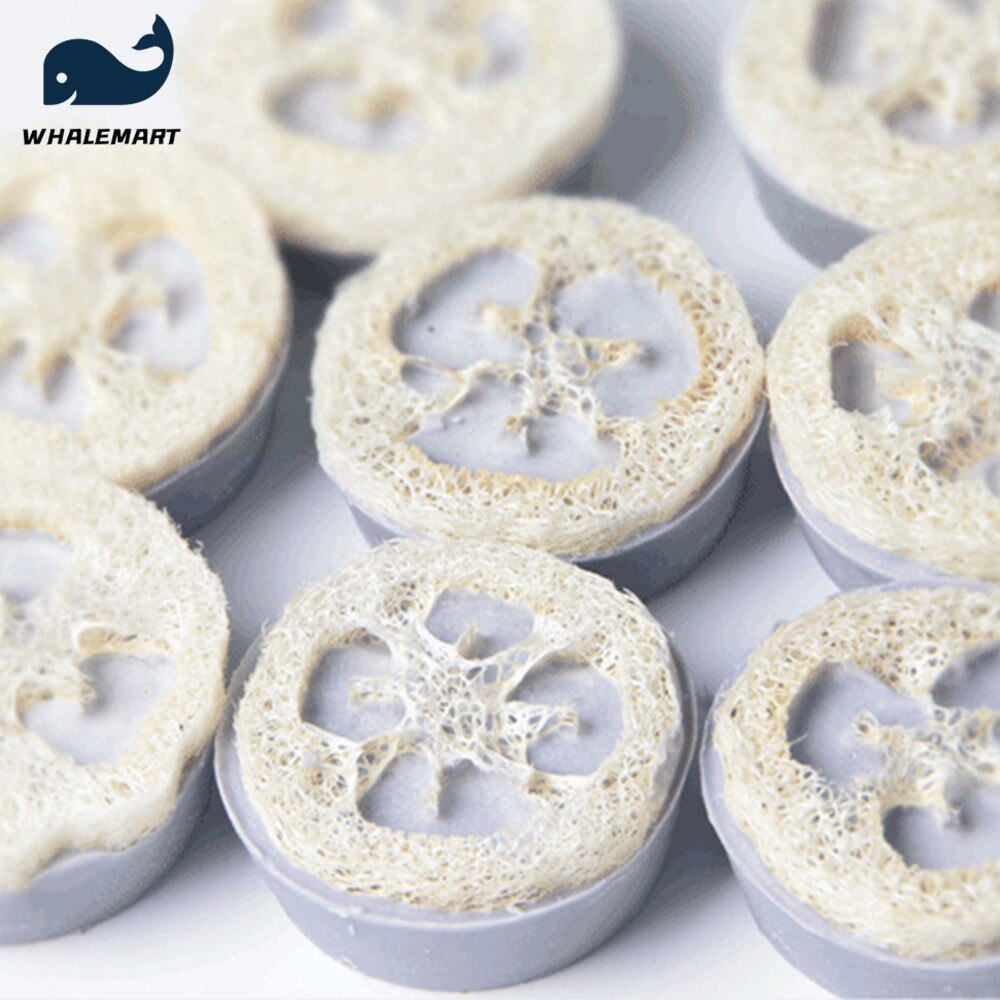 Loofah sæbesæt runde silikone skimmel med 6 stk natur tør loofah til fremstilling af sæbe forsyningssæt eksfolierende sæbeskum bobler