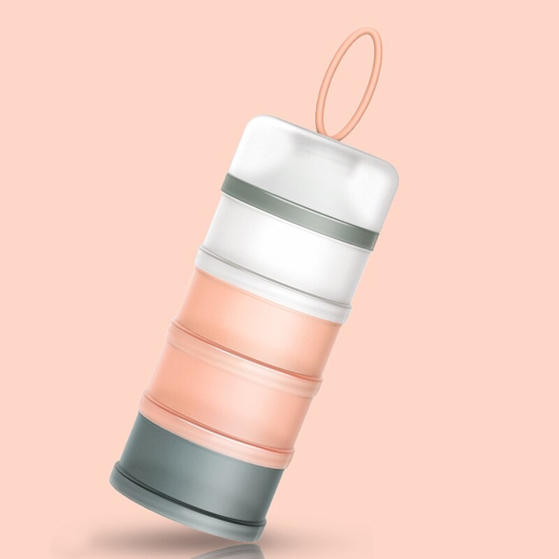 4 Layers Portable Formula Dispenser,Milk Powder Box Baby Food Storage Container Snack Cups for Toddlers,Kids Snacks Container: Pink