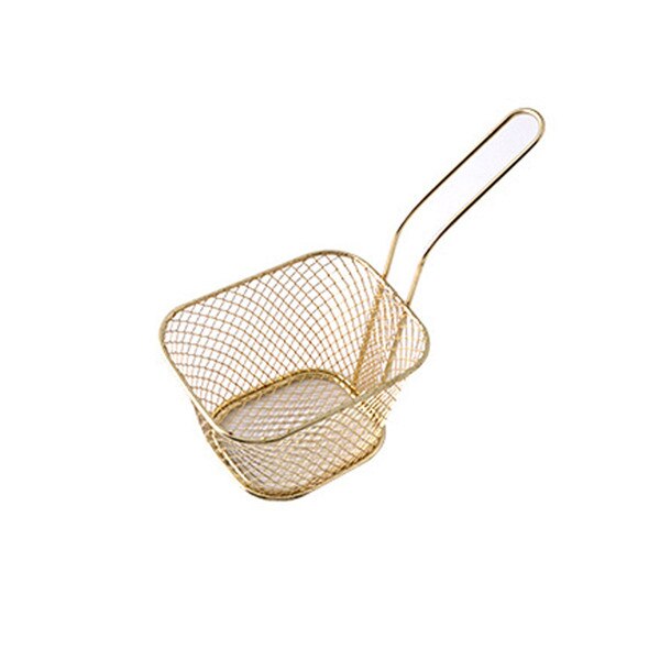 1pc metallkurver i rustfritt stål servering av mat presentasjon kokeverktøy pommes frites kurv mini yngel oppbevaring kjøkken husholdningsartikler: Gull liten