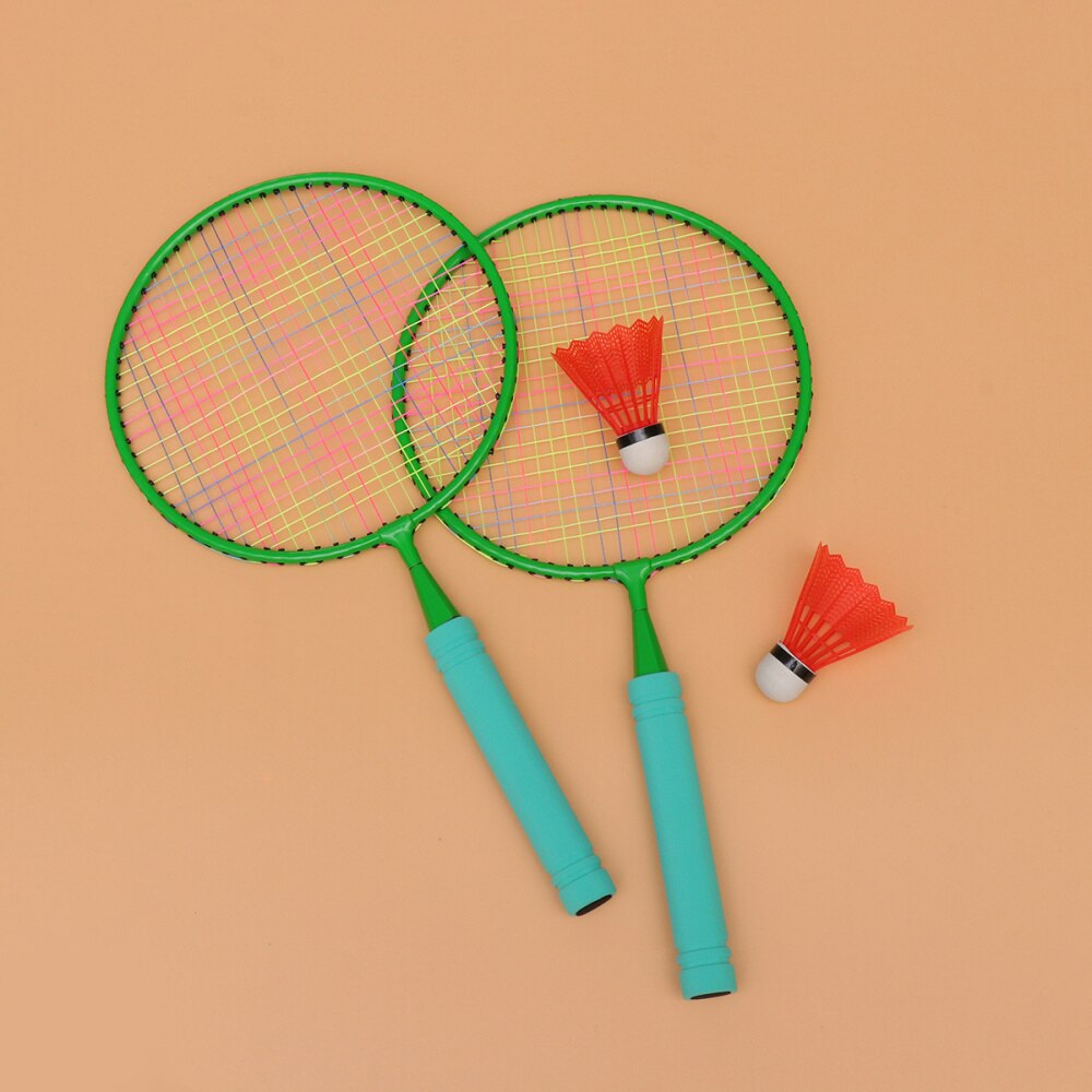 Børn runde badminton ketcher sæt børn badminton træningsværktøj udendørs interaktive ketcher til børn (azurblå , 12 stk badminton,