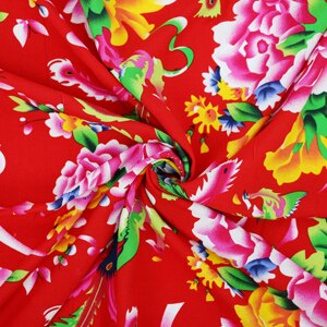 50cm*145cm 100%  raion pehmeä pyjama kangas kevät ja kesä mekko kangas puuvilla kangas materiaali pioni eettinen painatus viskoosi: Punainen pioni
