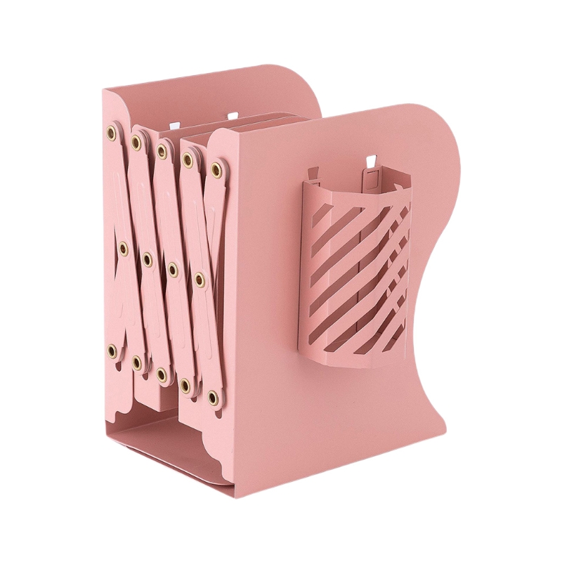Adjustable Book Ends for Book Shelves Metal Book Ends for Home Office Book Shelf Holder Home Decorative Book Stoppers: Pink