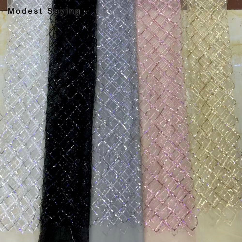 2 Yards Yellow Square Sequins Fabric for Evening Dresses Wedding Party Sparkly Glitter Cloth for Craft Mesh Decoration Material