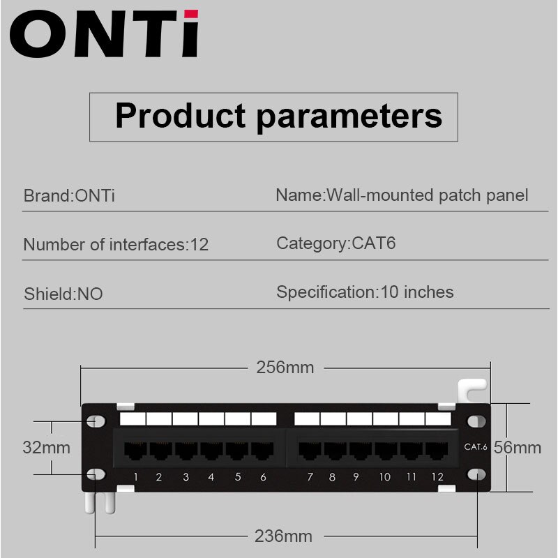 ONTi Network Tool Kit 12 Port CAT6 Patch Panel RJ45 Networking Wall Mount Rack Mount Bracket