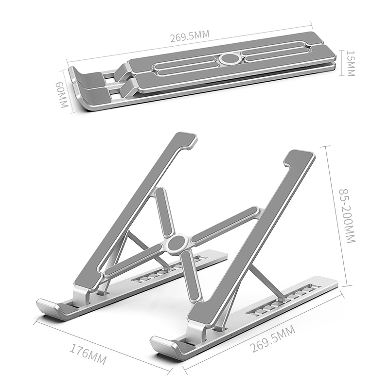 Draagbare Laptop Stand Opvouwbaar Base Notebook Ondersteuning Houder Voor Macbook Pro Tablet Aluminiumlegering Computer Cooling Stand Riser