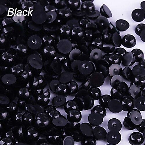 500 Stuks 1.5mm Halve Ronde Kraal Plaksteen Acryl Pearl Scrapbooking DIY Telefoon Craft: Zwart