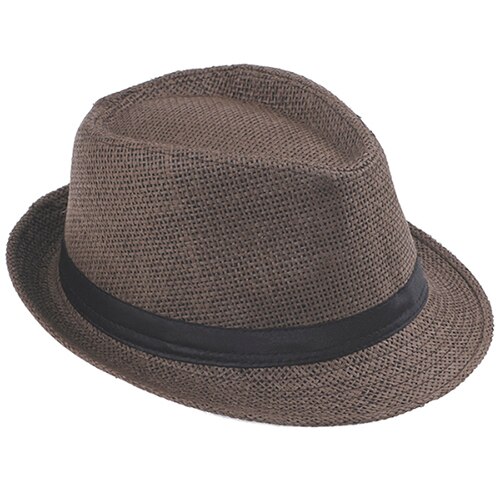 100% Handwork Child Summer straw Sun hat Boy Boho Beach Fedora hat Sunhat Trilby Girl Panama Hat Gangster Cap 25: Coffee