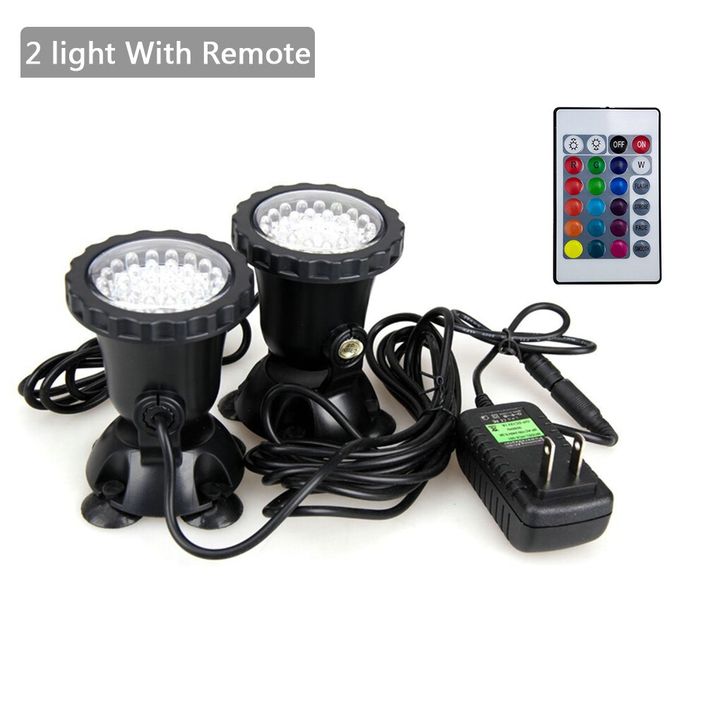 Luz LED subacuática RGB IP68, lámpara de acuario impermeable, 36LED, luz de punto de paisaje para piscina, tanque, fuentes, estanque de agua