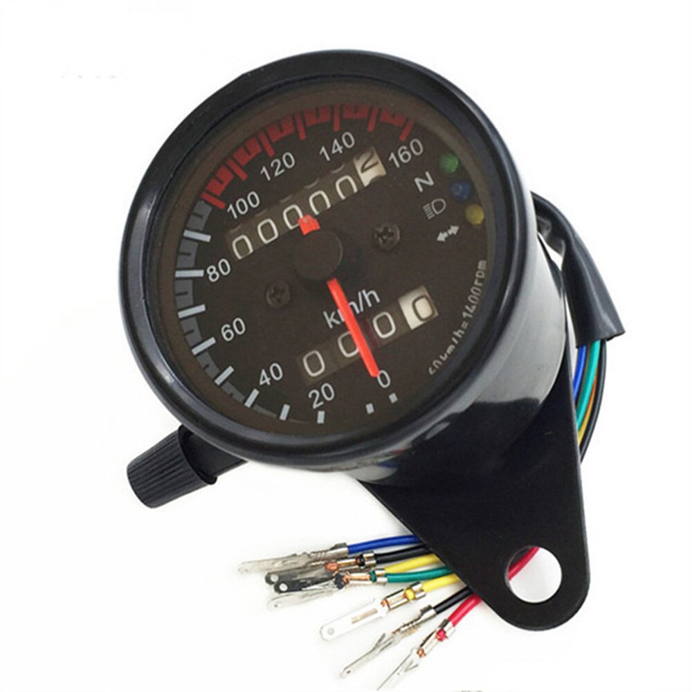 Moto Cafe Racer velocímetro odómetro indicador 0-160 km/h instrumento con indicador LED: Black (black panel)