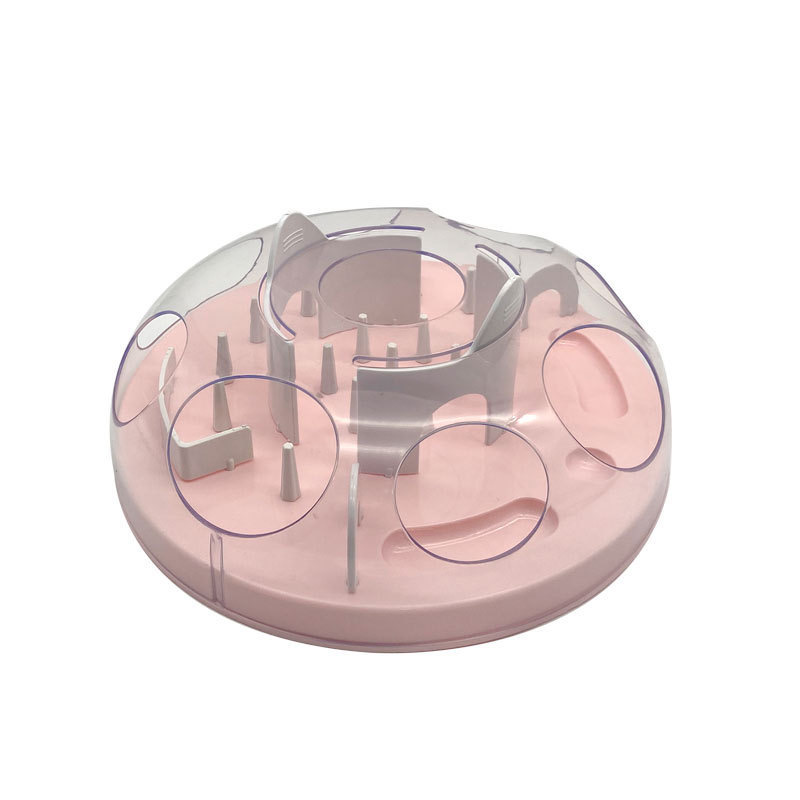Rompecabezas interactivo para gatos, juguete dispensador de golosinas, mejora Mental, juguete de alimentador lento, laberinto de gato interesante, bandeja de alimentación lenta, tazón: Rosa