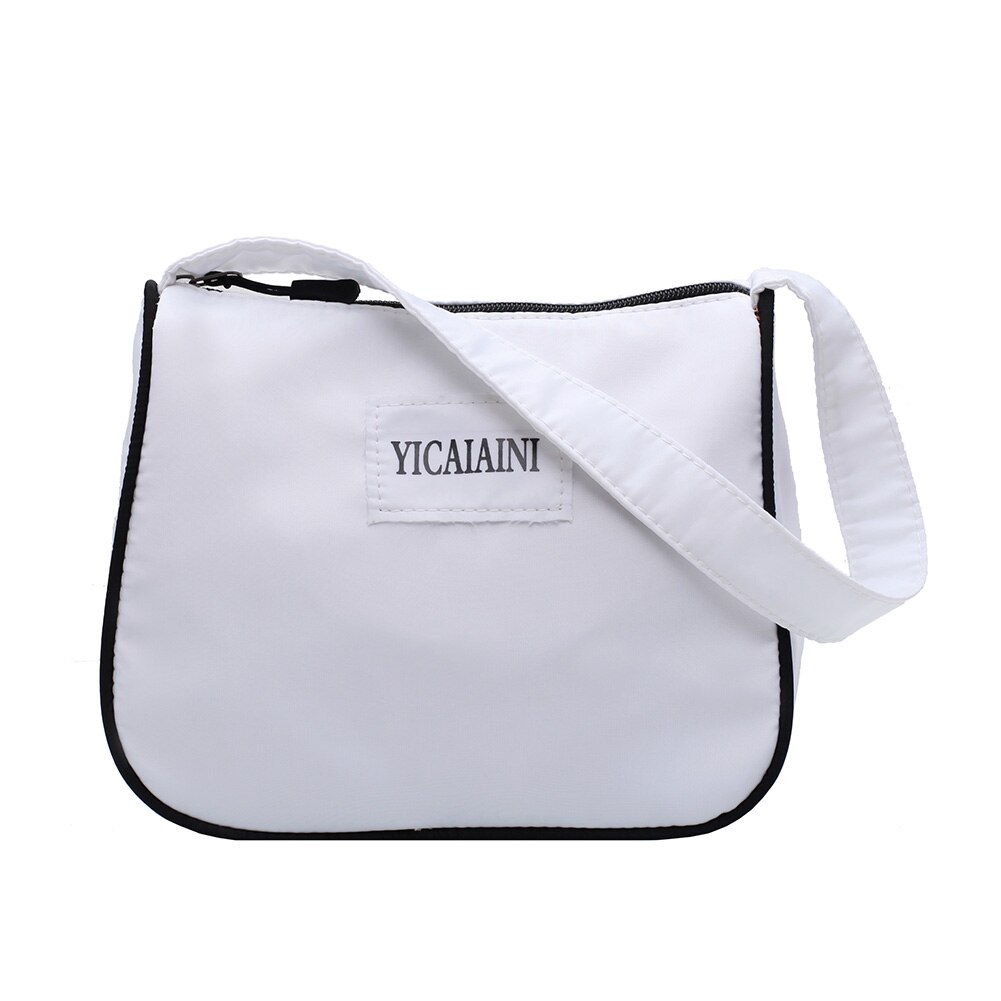 nylon uformelt kvinner håndvesker bokstaver mønster skulder handleposer holdbare butikk capcity totes: Hvit