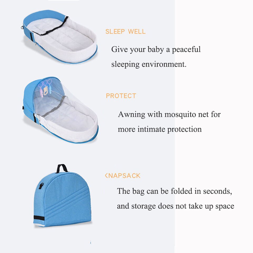 Bärbart babynest multifunktions baby resesäng spjälsäng med myggnät hopfällbar babynest vagga spädbarnssömn bärbar säng