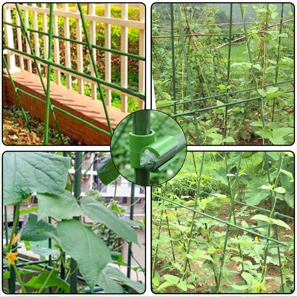 Plastic Fastener Greenhouse Bracket Pole Fixed Clamp 360 Degree Rotaring Garden Plant Grafting Stakes Connector Clip 10Pcs