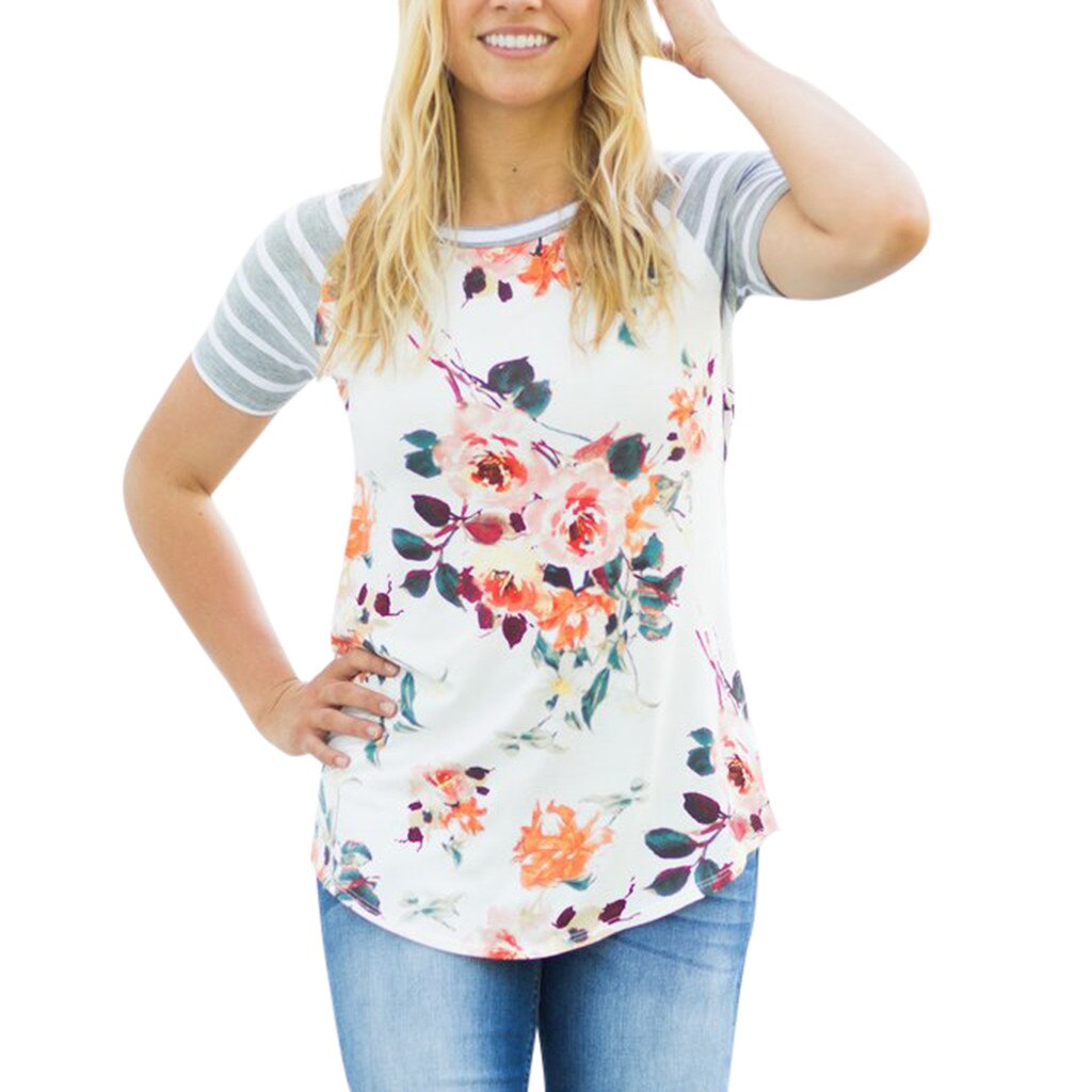 Umstandsbluse damen lockere lässige kurze kleidung übergröße umstandsblusen streifendruck blumenmuster zum stillen bluse  y924
