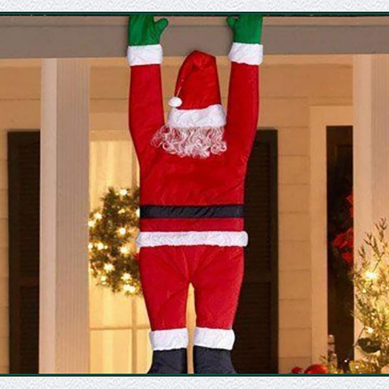 Super Grote Kerstman Fluwelen Kerstman Decoratie Kleding Ornamenten Opknoping Op De Deur Muur