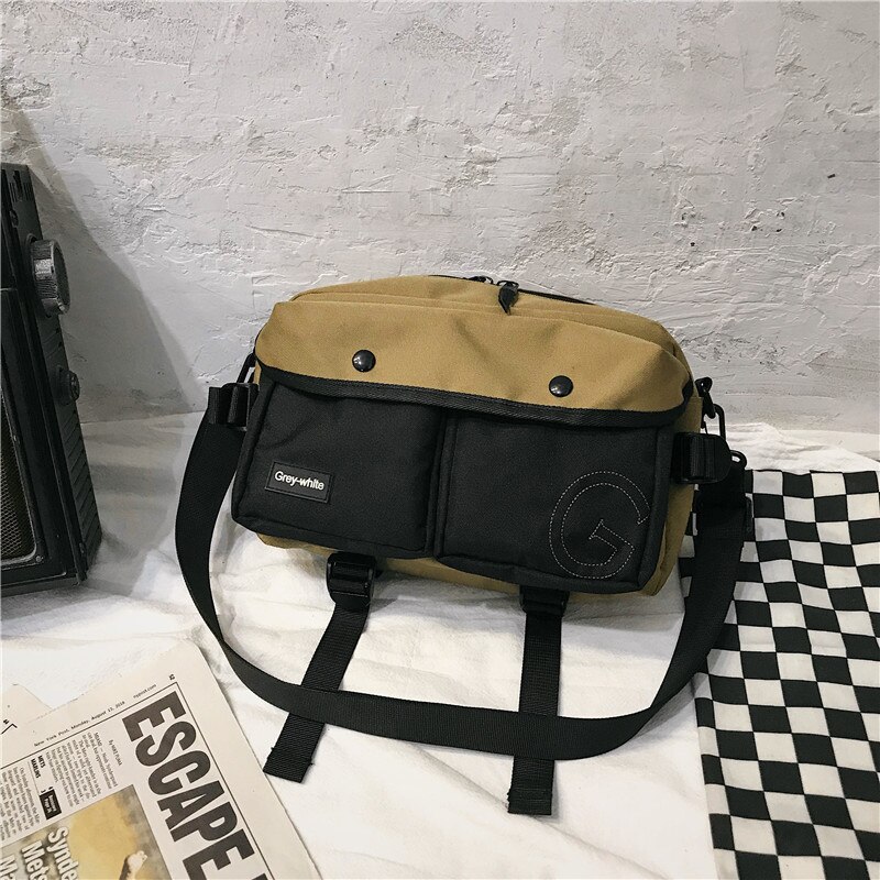 Saco do mensageiro casal marca de moda saco de ferramentas ins função saco de desporto menina selvagem diagonal bolsa de ombro: Marrom