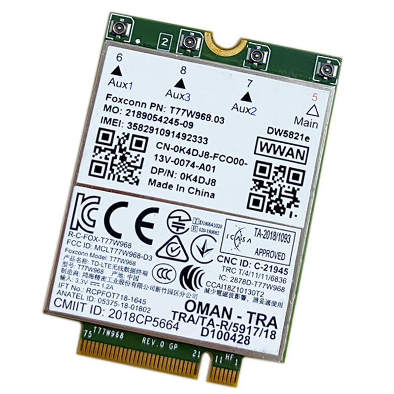 4G LTE T77W968 DW5821e X20 LTE Cat16 1Gbps FDD-LTE TDD-LTE 4G Module For Dell 5420 5424 7424 7400 Laptop T77W968