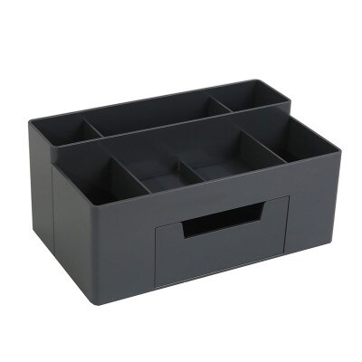Soporte cuadrado de plástico para bolígrafo organizador de escritorio, caja de almacenamiento de cosméticos, soporte multifuncional para lápices con pequeño contenedor de cajón: B