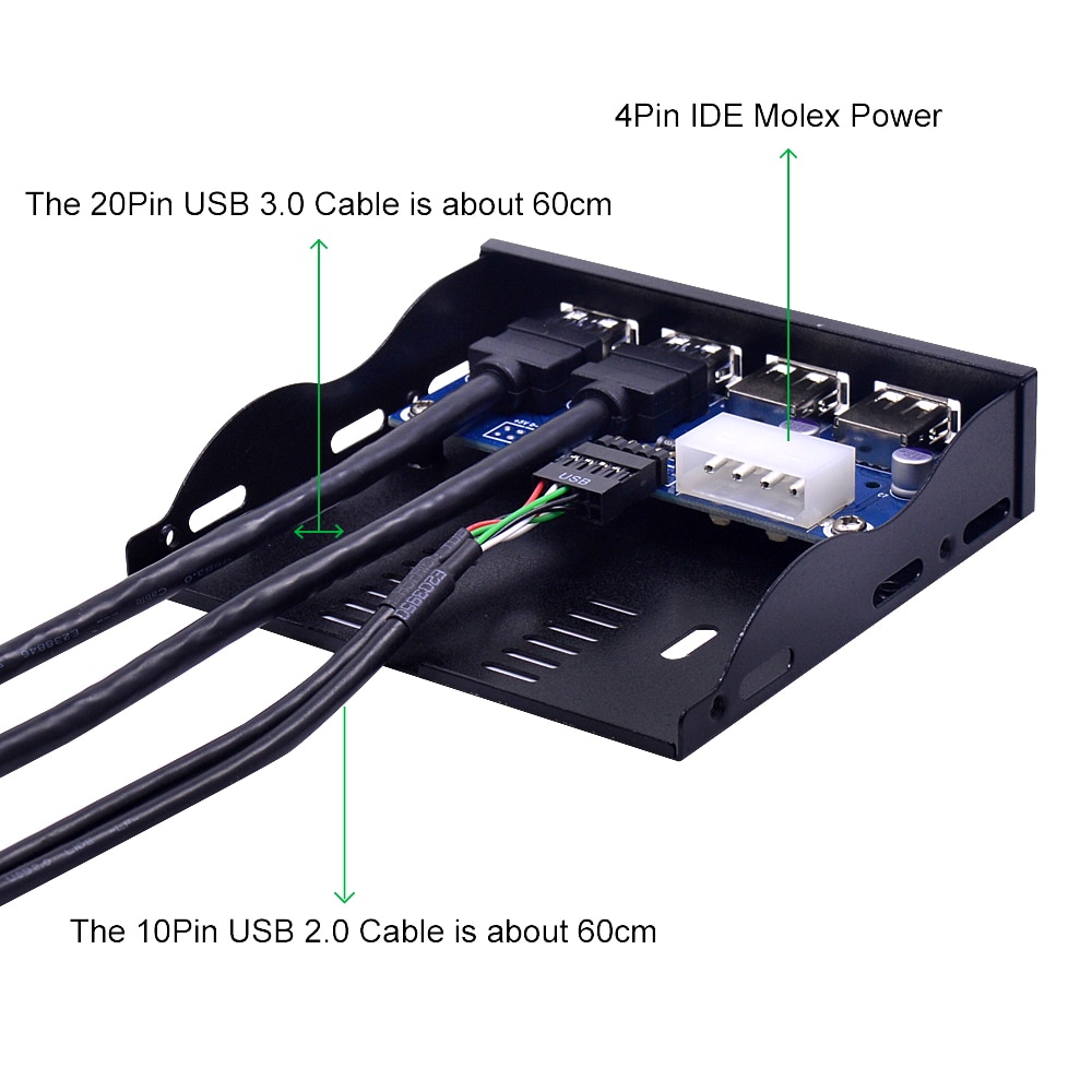 CHIPAL 4 Ports USB 2.0 USB 3.0 Front Panel USB3.0 Hub Splitter Internal Combo Bracket Adapter for Desktop 3.5 Inch Floppy Bay