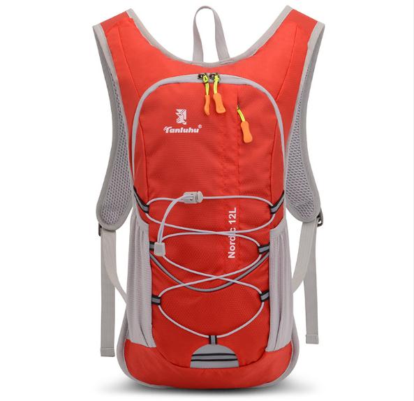 Løb maraton taske tanluhu 692 nylon 12l sports taske cykel rygsæk til 2l vand taske udendørs klatring vandretaske: Rød ingen vandpose