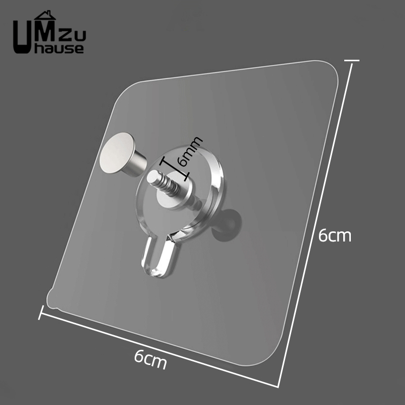 10PCS Adhesive Screw Hooks with Nuts Acrylic No Drill Wall Mount Hanging Photo Shelf Basket Kitchen Bathroom Heavy Duty Storage: light yellow