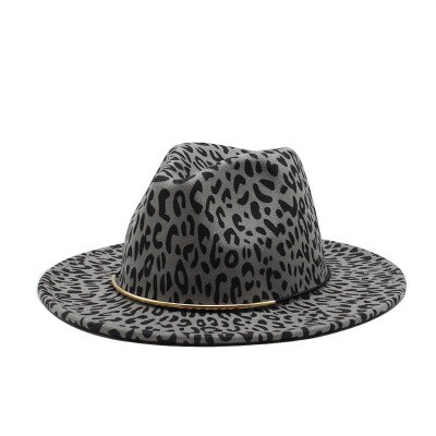 Vrouwen Hoeden Winter Luipaard Gesp Winter Hoeden Vrouwen Mannen Fedora Vilt Brede Rand Casual Vintage Wit Jazz Caps Trilby mannen Hoeden: grey