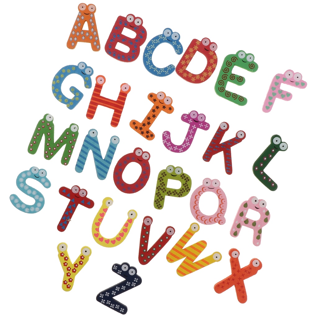 Houten koelkastmagneet met 26 letters, educatief speelgoed voor kinderen en baby's