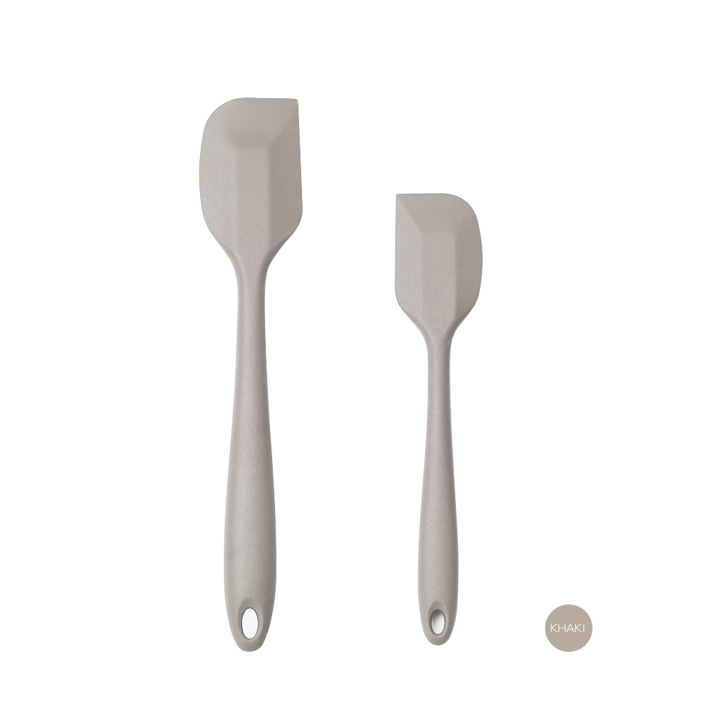 Juego de 2 espátulas flexibles de silicona de alimentaria para hornear, raspar y mezclar sin BPA, cocina antiadherente sin costuras y apta para lavavajillas: Marrón
