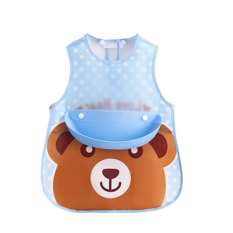 Babadores ajustáveis do bebê com o pano impermeável plástico do arroto do avental dos desenhos animados da blusa de alimentação do bolso para o infantil: Brown Bear