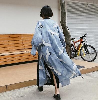Manteau Long et fin pour femme, Kimono japonais, Cardigan, Yukata, vêtement d'extérieur: A