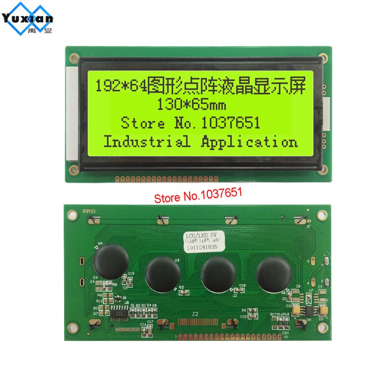 192*64 19264 panel de pantalla LCD STN verde de luz de fondo led 130*65mm 5v S6B0108 LM19264K LCM19264B